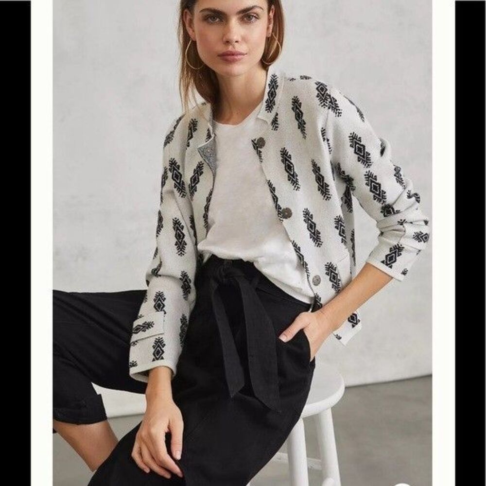 Anthropologie Pilcro Debra XS cropped sweater jacket pockets snap button stretch
